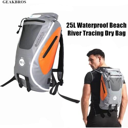 25L Waterproof Bag Reflective Profession Hiking Backpack PVC Travel Sports Bag Functional Beach River Tracing Sailing Dry Bag