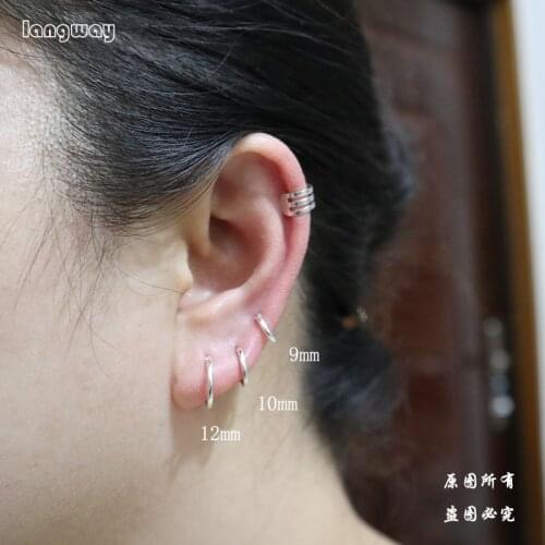 925 Sterling Silver Simple Ear Bone Hoop Earrings For Women Mini Small Hoop Earrings Ear Bone Buckle Round Circle Earrings Hoops
