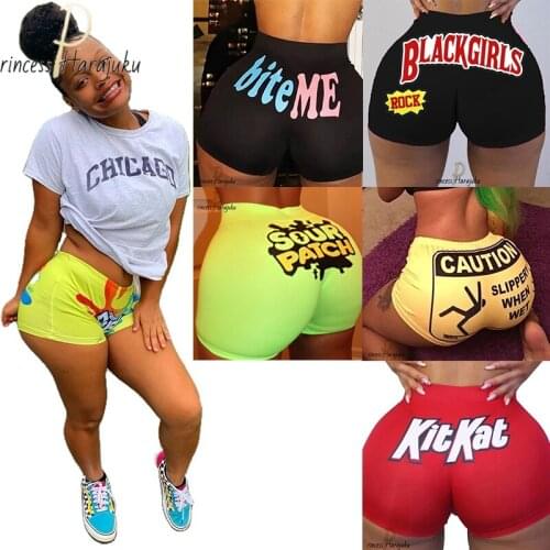 Harajuku Women Plus Size Sexy Ladies Casual Skinny Snack Shorts Knickers Pattern Printed Stretch Candy Shorts 18 Style Shorts