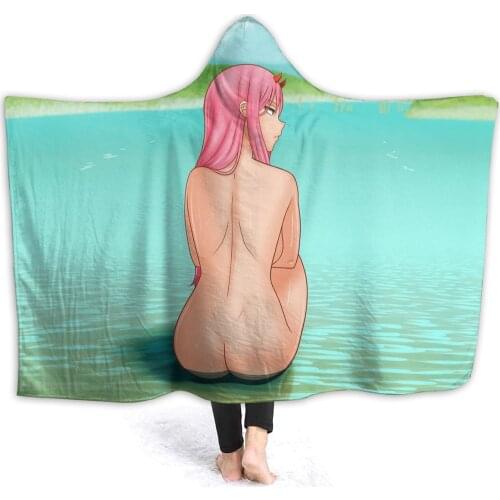 Winter throw warm flannel Zero Two Pink Girl 002 Goro Hiro Hooded Blanket Anime Cartoon blankets for airplane travel Bedspread
