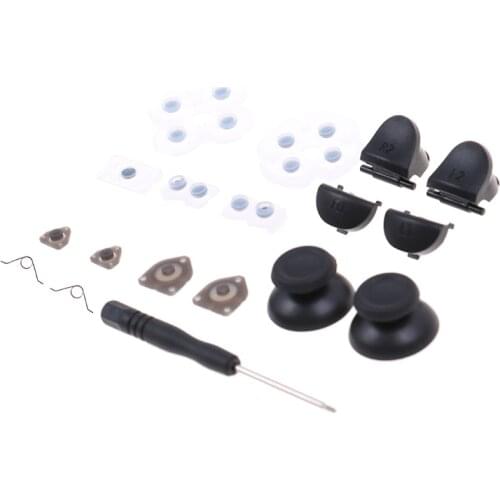 1Set Rubber Button L1 R1 L2 R2 Trigger Buttons Analog Stick + Conductive Rubber Button Repair Parts For PS4 Slim Controller