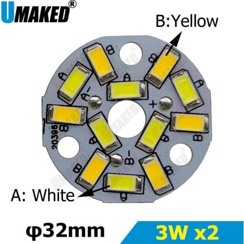 3Wx2 Warm/Cold White two color in one PCB 32mm 5730 SMD Light Board Led Lamp Panel For Ceiling PCB With LED diy for downlight