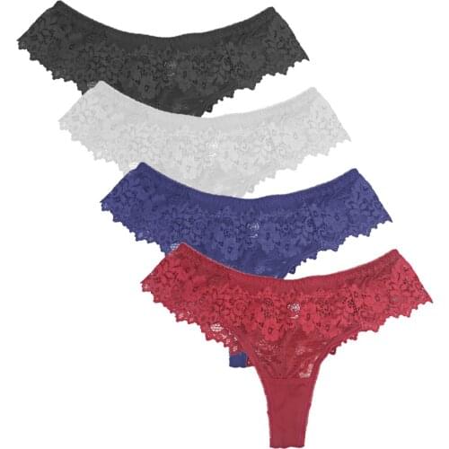 4 pcs/lot 2021 Summer Underwear Womens Underwear Sexy Mesh Tanga Panties Lace Lingeries Bikini Thong