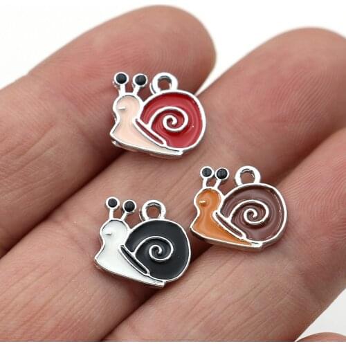 5Pcs Silver Plated Enamel Snail Charms Pendant for Jewelry Making Earrings Bracelet Necklace Accessories DIY Craft Findings