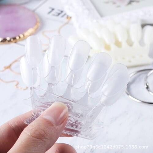 50PC False Nail Tips Crown Nail Art Display Fake Nails Polish Clear Nature Color Card Acrylic Practice Chart Palette Art Ring