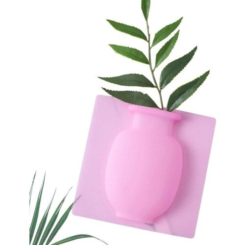 Home Decoration Accessories Silicone Sticky Vase Stick on The Smooth Wall Glass and Fridge Magic Flower Plant Vases
