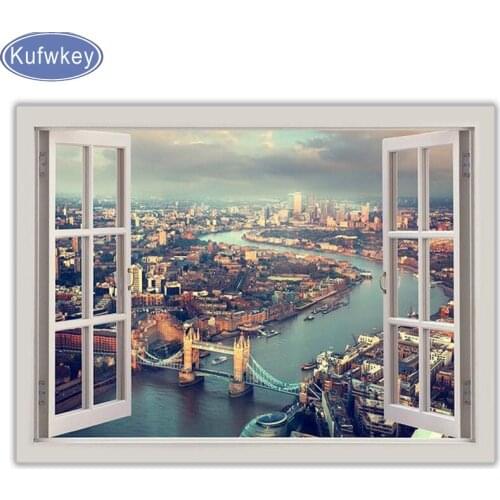 5D DIY diamond painting New york painting diamond embroidery window scenery cross stitch Mosaic painting living room decoration