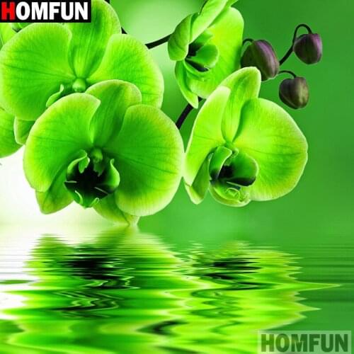HOMFUN Full Square/Round Drill 5D DIY Diamond Painting "Green flower" 3D Embroidery Cross Stitch 5D Decor Gift A14218