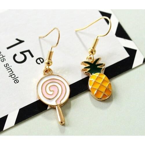 Gold Color Asymmetric Drop Earring Women Lollipop Radish Pendantes Earrings Long Tassel Big Statement Charm Ear Fashion Jewelry