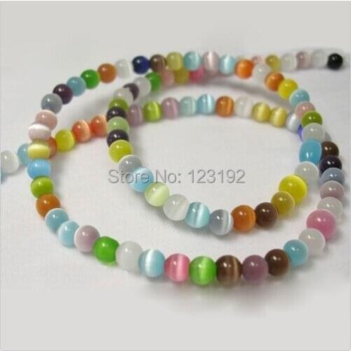 Free Shipping 95PCS 4mm Cat eye beads Round Fashion beads multi-color for jewelry making