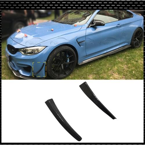Real Carbon Fiber Side Splitters Air Knife Fin Trims Fender For BMW F80 M3 F82 F83 M4 2014-up Car Styling