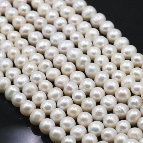 Natural Pearl Loose Beads for Jewelry Making White 8-9mm Freshwater Spacer Pearls DIY Necklace Bracelet Findings 14.5inch A485