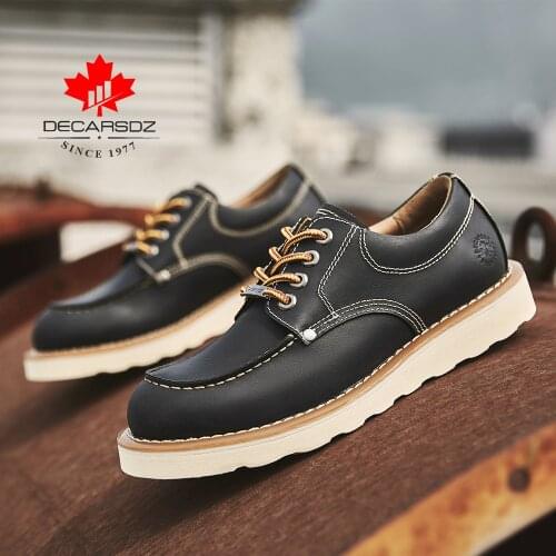 DECARSDZ 2021 Brand Men Shoes Comfy Lace-up Autumn & Winter Man Casual Shoes Men Luxury Genuine leather shoes Plus Size 38-45