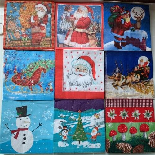 Decoupage wedding vintage napkins paper elegant tissue Santa Claus snow man Elf birthday Guardanapo party beautiful serviettes
