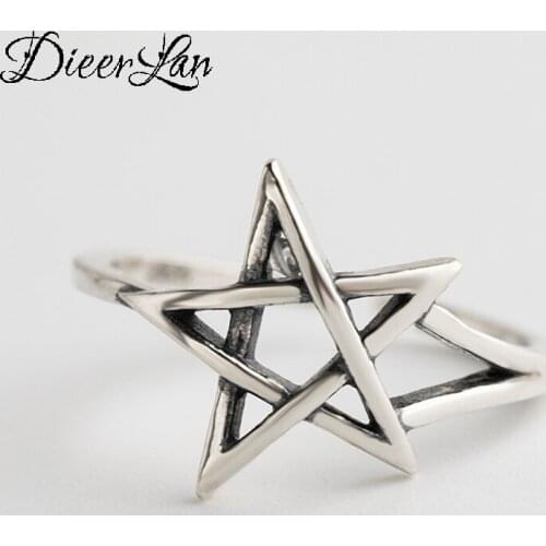 DIEERLAN Personality Silver Color Star Rings For Women Engagement Jewelry Girls Christmas Gifts Open Finger Rings