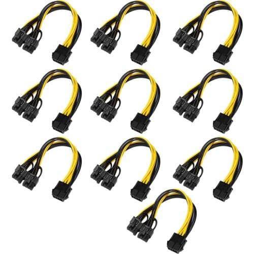 10pcs 8 Pin to dual 8 (6+2) Pin PCI Express Power Converter Cable for Graphics GPU Video Card PCI-E VGA Splitter Hub Power Cable