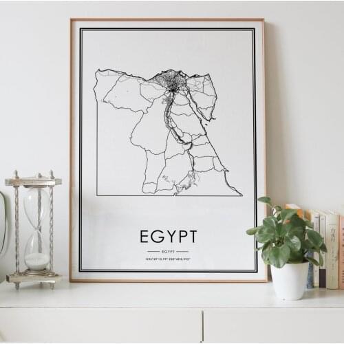 Egypt country Road map Nordic Living Room Decoration Canvas Poster Modern Home Decor Art Print Painting