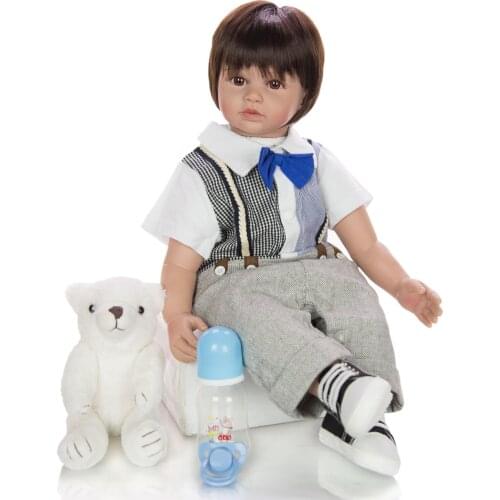 NPK DOll 60CM high quality reborn toddler boy doll real alive bebe doll reborn 6-9Month real baby size doll
