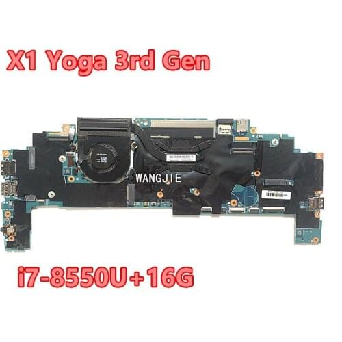 For Lenovo Thinkpad X1 Yoga 3rd Gen Laptop Motherboard CPU:I7-8550U RAM:16G 17800-1 448.0CX05.001 FRU: 5B20V13398 100% working