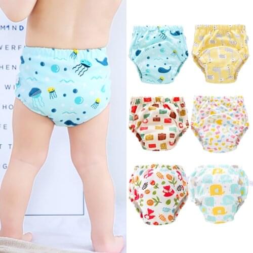 Reusable Baby Diapers Washable Baby Training Panties Diapers Ecological Cloth Cartoon Suitable For Kids 0-3 Years Muslin Diaper