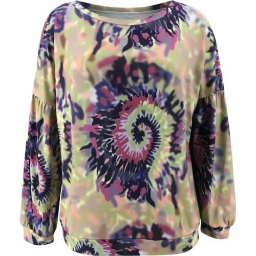 Fashion female autumn tshirt loose long sleeve o-neck womens t-shirts print casual pullover tops clothes