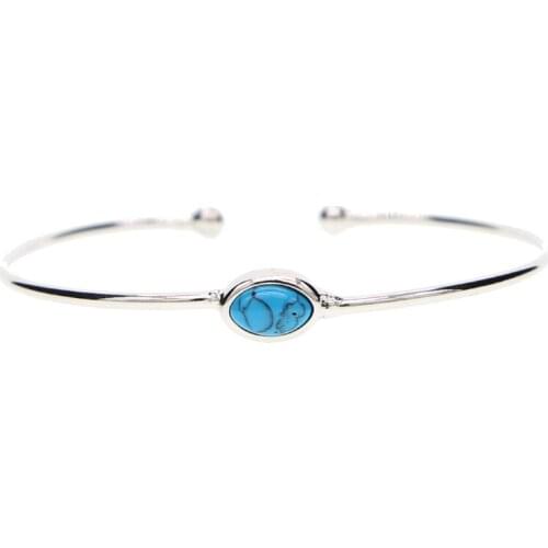 Fashion yellow open bangle with big turquoises stone paved adjustable bracelet for women simple bangle