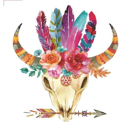 Cartoon Animals Patches Punk Iron On Transfers For Clothing Heat Transfer Vinyl Goat Cattle Sticker Patch For T-shirt Applique