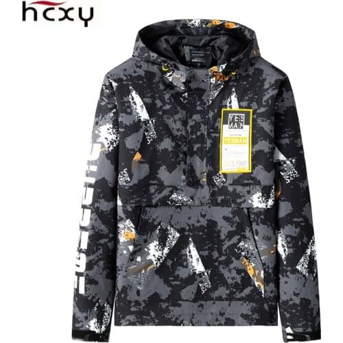 HCXY New 2019 Street hip hop Mens Jackets winter Hooded Coats Men Outerwear Camouflage Brand Male Clothing Plus Size M-4XL