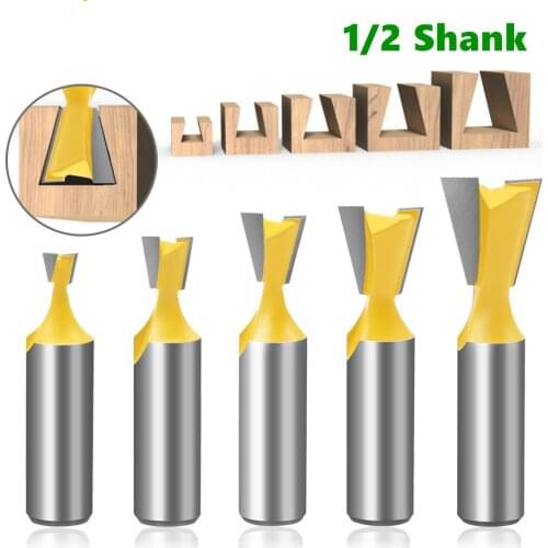 LA VIE 5pc 1/2" Shank 14 Degree Dovetail Joint Router Bits SetWoodworking Engraving Milling Cutter 1/4" 1/8" 5/8" 3/4"