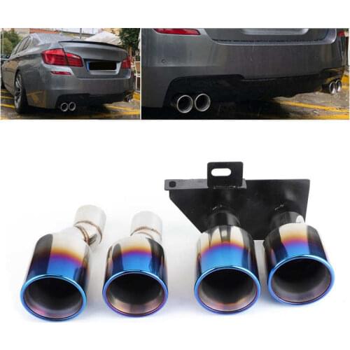 Exhaust Tips Tail Throat Stainless Steel Muffler Tips Dual Exhaust System 304 Stainless Steel Half Blue Car Accessory