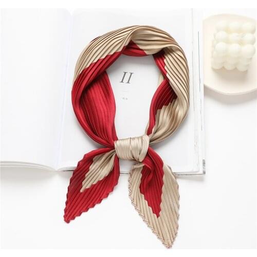 New Fashion Satin Shawl Crinkle Square Silk Scarf For Women Hair Wrap Headband Print Neckerchief Female Foulard Hijab Bandana