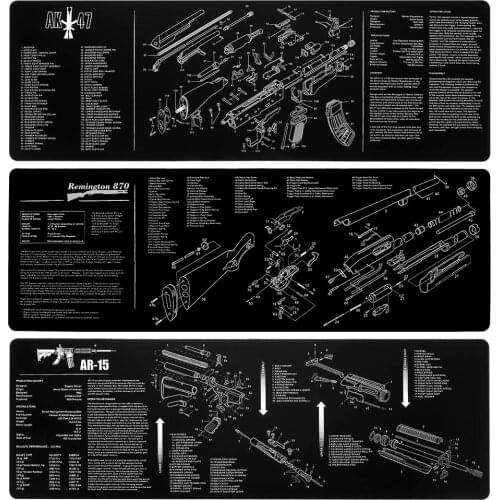 AR15 AK47 Gun Cleaning Rubber Mat With Parts Diagram Instructions Mouse Pad for Glock 17 19 1911 Beretta 92 SIG SAUER P320 CZ 75