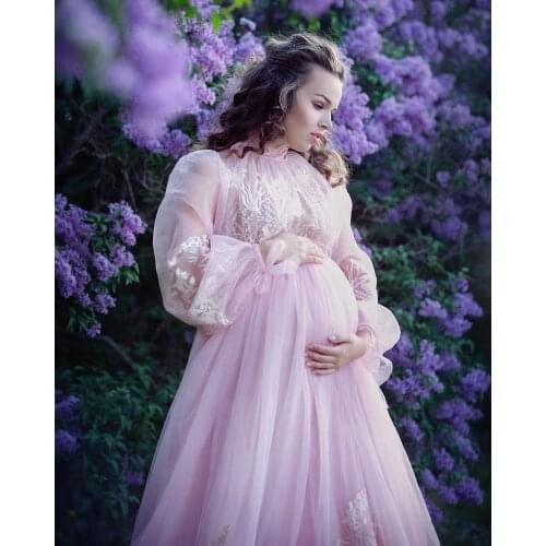Bridal Fluffy Tulle Maternity Dress Robes for Photo Shoot or baby shower Ruffle Tulle Chic Women Dresses Nightgown Photography