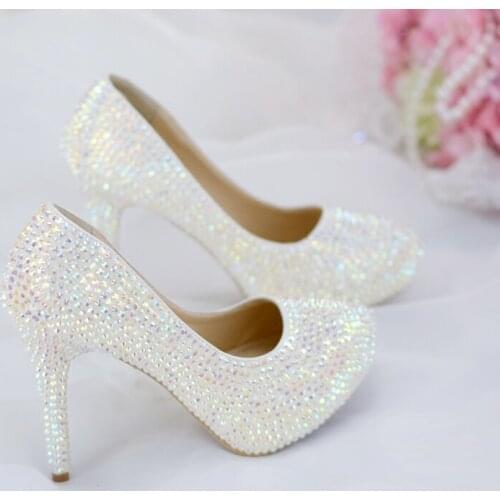 Wedding Pumps With Rhinestones White Colorful Glittering Crystals 6cm 8cm 11cm 14cm Women Shoes Date Night Bar Ladies High Heels
