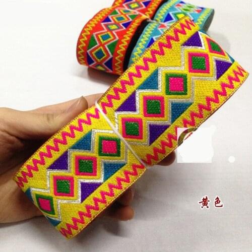 High Quality2"5cmx 8yards 3 Colors Rhombus Embroidery Webbing lace Polyester Woven Jacquard Ribbon DIY Clothing belt Accessories