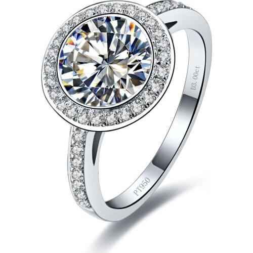 Solid 14K White Gold Ring for Women Engagement Jewelry 3CT Diamond Anniversary AU585 Wedding Ring