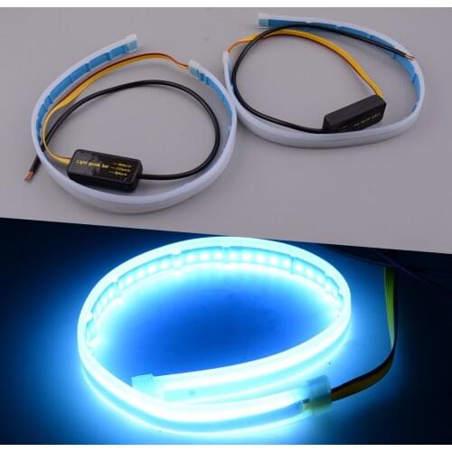 Universal 2Pcs/Set Soft Tube LED Strip Headlight DRL Daytime Running Light Turn Signal Lamp Slim Sequential Flexible Car 45cm