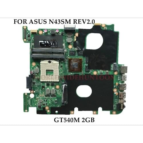 High quality for ASUS N43SL N43SM Laptop Motherboard REV2.0 HM65 PGA989 DDR3 GT540M 2GB Mainboard 100% Fully Tested