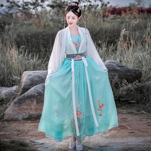 Green Hanfu Dresses Women Ancient Chinese Costume Traditional Folk Costume Girl Oriental Ancient Cosplay