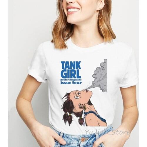 Smoking Tank-Girl printed hip hop t shirt women cool hipster tops ulzzang clothes gothic geek tshirt 90s t-shirts streetwear