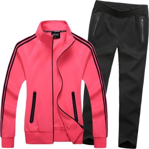Women Sportswear Tracksuit Zipper Sport Jacket Sweater Sweatshirt+pants Female Running Jogging Leisure Set Sport Suit plus size