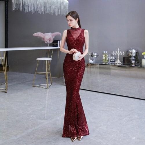 Sexy Sequins Mermaid Evening Dress Long Alibride 2020 Prom Gowns Formal Party dress vestido de festa Elegant Vintage robe longue