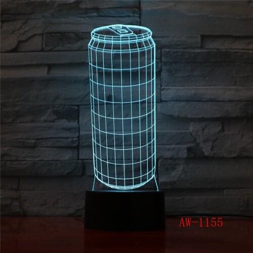 Tin Cans 3D 7 Colors Changing Led Table Lamp Usb Gradient Night Lights Modelling Touch Kids Gifts Bedroom Lighting AW-1155