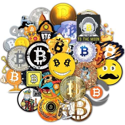 10/30/50pcs/pack Virtual currency Bitcoin/Dogecoin Waterproof Graffiti Stickers Lable For Refrigerator Car Helmet Bicycle Guitar