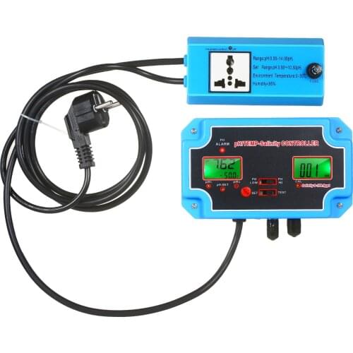 230V 3-in-1 pH/Salinity/TEMP Water Quality Detector pH/TEMP-Salinity Controller 14.00pH Value 0-199.9ppt Water Quality Tester