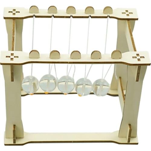 3D Puzzles Newtons Cradle Balance Balls DIY Wooden Handmade Toy Physics Gadget Model Kits Run Challenge Game Desk Ornaments