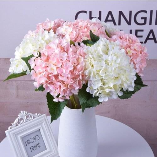 5 Pieces Hotel Banquet Conference Decor 11 heads Silk Cloth Hydrangea 50cm Pink White Wedding Party Favor Artificial Flower