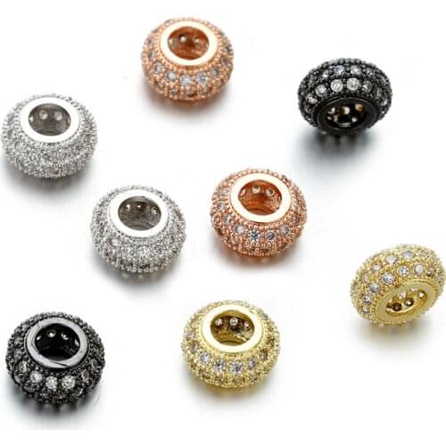 5pcs /lot Wholesale Cubic Zirconia Tire Dice Beads For Jewelry Making DIY Copper Spacer Beads Bracelet Jewelry Accessories