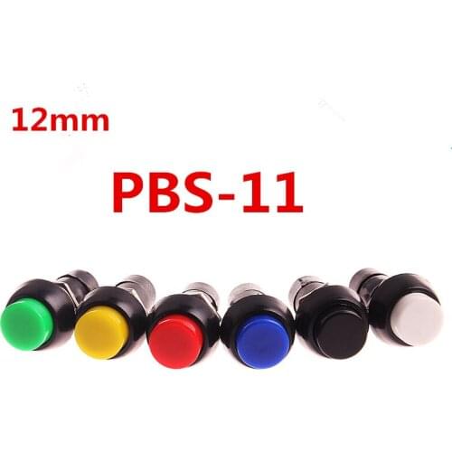 6pc Pbs-11a Pbs-11b 12mm Self-locking Self Recovery Plastic Button Switch Instantaneous 3A 250V AC 2pin 6color