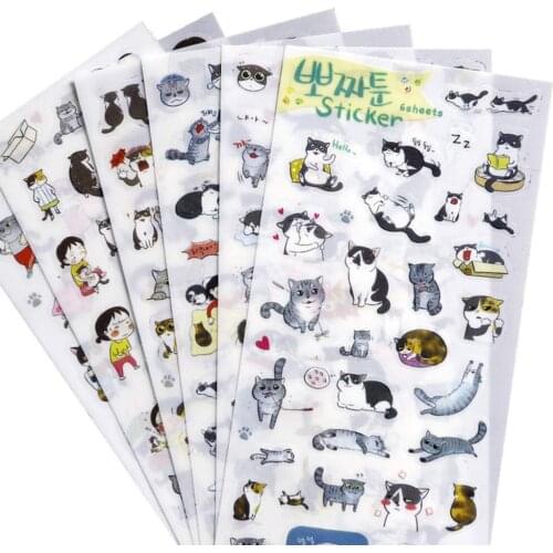 6Sheets Cat Girl Album Diary Calendar Craft Scrapbooking Decorative / Sticker For Children Teacher Kids Craft School Planners